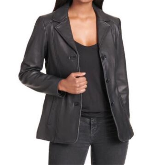 Wilsons Leather Jackets & Blazers - Wilson's Black Leather Jacket Blazer Coat